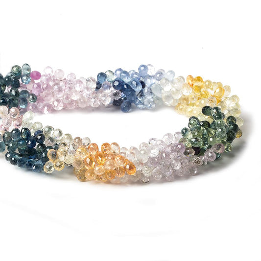 5x3mm Sapphire Micro Faceted Tear Drop Beads 8.5 inch 128 pieces