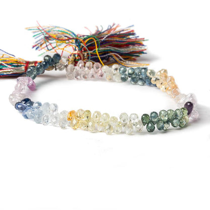 5x3mm Sapphire Micro Faceted Tear Drop Beads 8.5 inch 128 pieces