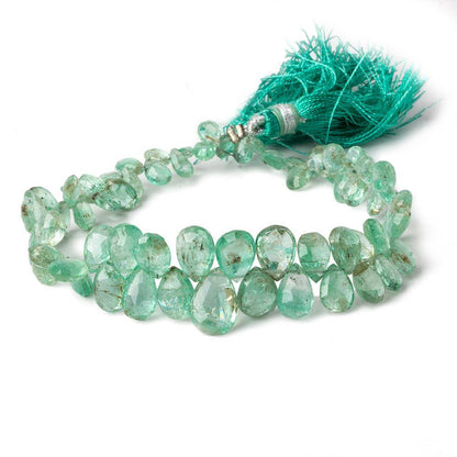 5x4-11x7mm Colombian Emerald Faceted Pears 7.75 inch 69 beads AAA