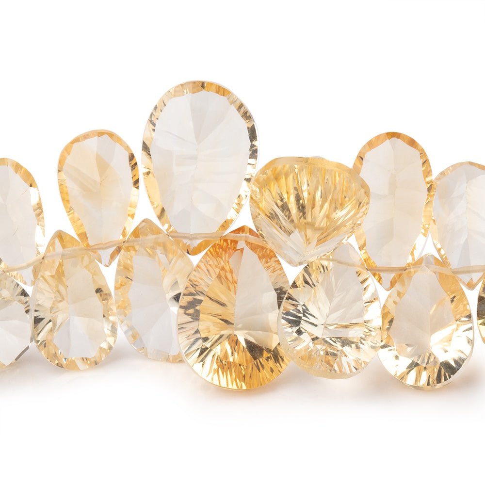5x4-17x11mm Citrine Concave Faceted Pear Beads 8 inch 63 pieces AAA