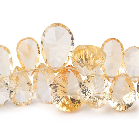5x4-17x11mm Citrine Concave Faceted Pear Beads 8 inch 63 pieces AAA