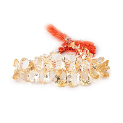 5x4-17x11mm Citrine Concave Faceted Pear Beads 8 inch 63 pieces AAA