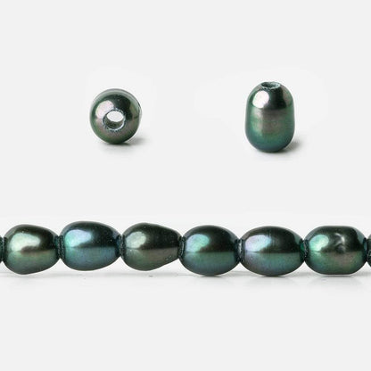 6x4mm Blue Green Peacock Large Hole Oval Freshwater Pearls 15inch 60 pcs