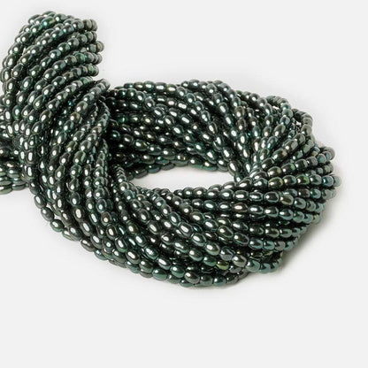 6x4mm Blue Green Peacock Large Hole Oval Freshwater Pearls 15inch 60 pcs