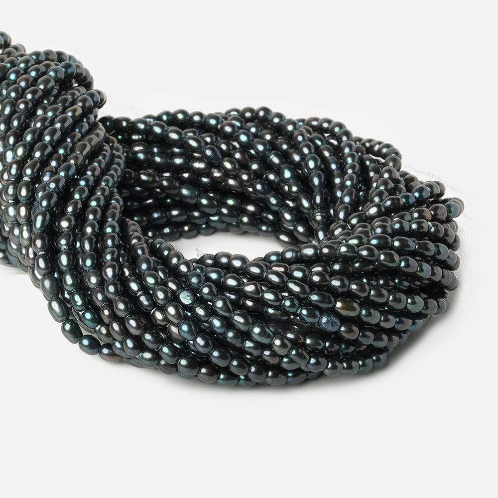 6x4mm Blue Peacock Large Hole Oval Freshwater Pearls 15inch 64 pcs