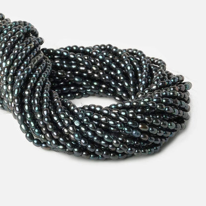 6x4mm Blue Peacock Large Hole Oval Freshwater Pearls 15inch 64 pcs