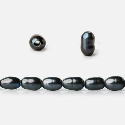 6x4mm Blue Peacock Large Hole Oval Freshwater Pearls 15inch 64 pcs