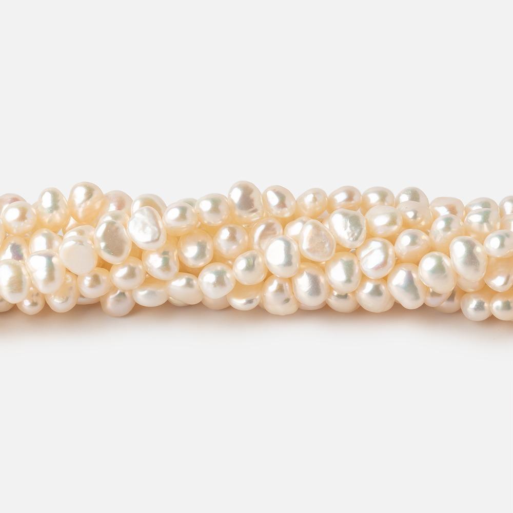 5x4-6x4mm Creamy White Side Drilled Baroque Freshwater Pearls 15.5 inch 95 pieces