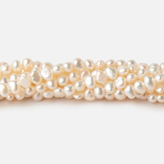 5x4-6x4mm Creamy White Side Drilled Baroque Freshwater Pearls 15.5 inch 95 pieces