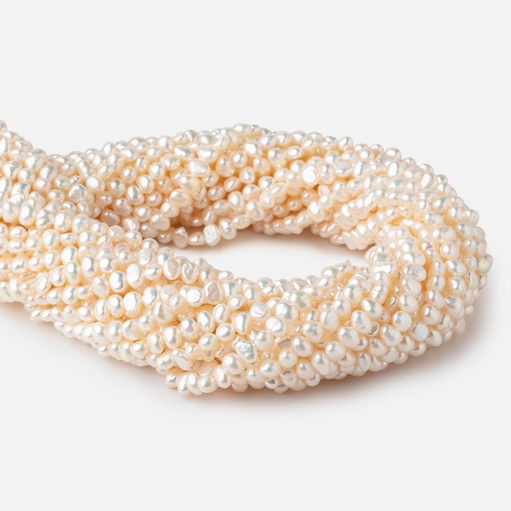 5x4-6x4mm Creamy White Side Drilled Baroque Freshwater Pearls 15.5 inch 95 pieces