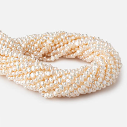 5x4-6x4mm Creamy White Side Drilled Baroque Freshwater Pearls 15.5 inch 95 pieces