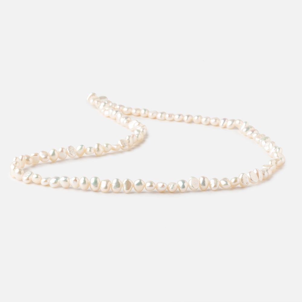 5x4-6x4mm Creamy White Side Drilled Baroque Freshwater Pearls 15.5 inch 95 pieces