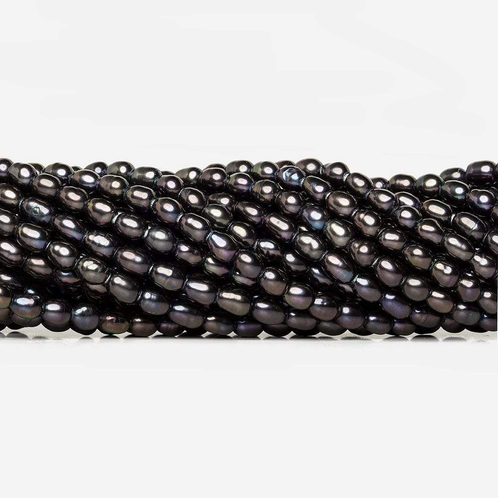 6x4mm Dark Purple Peacock Large Hole Oval Freshwater Pearls 15inch 64pcs