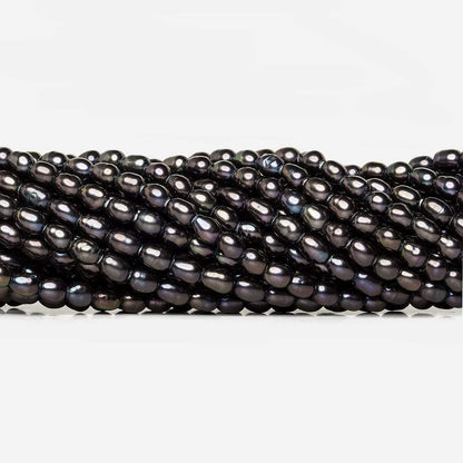 6x4mm Dark Purple Peacock Large Hole Oval Freshwater Pearls 15inch 64pcs