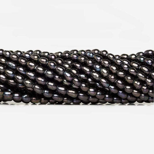 6x4mm Dark Purple Peacock Large Hole Oval Freshwater Pearls 15inch 64pcs