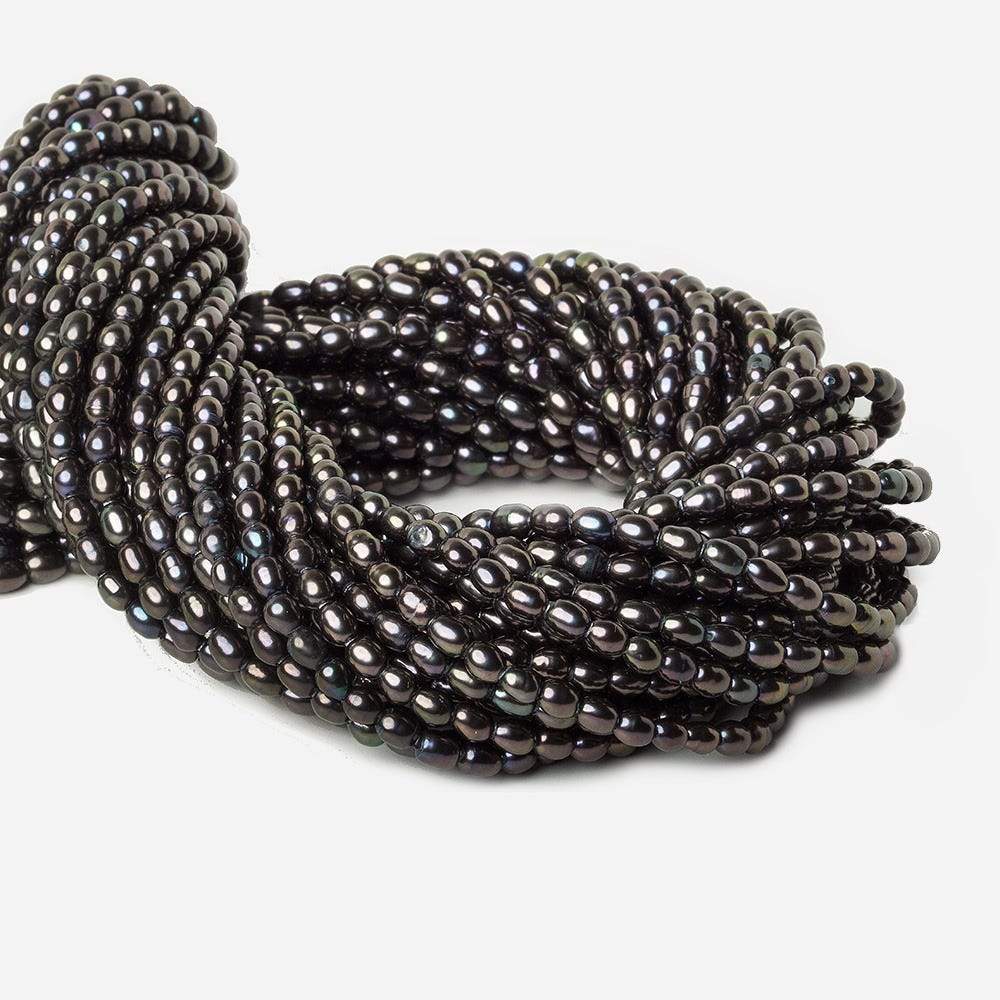 6x4mm Dark Purple Peacock Large Hole Oval Freshwater Pearls 15inch 64pcs