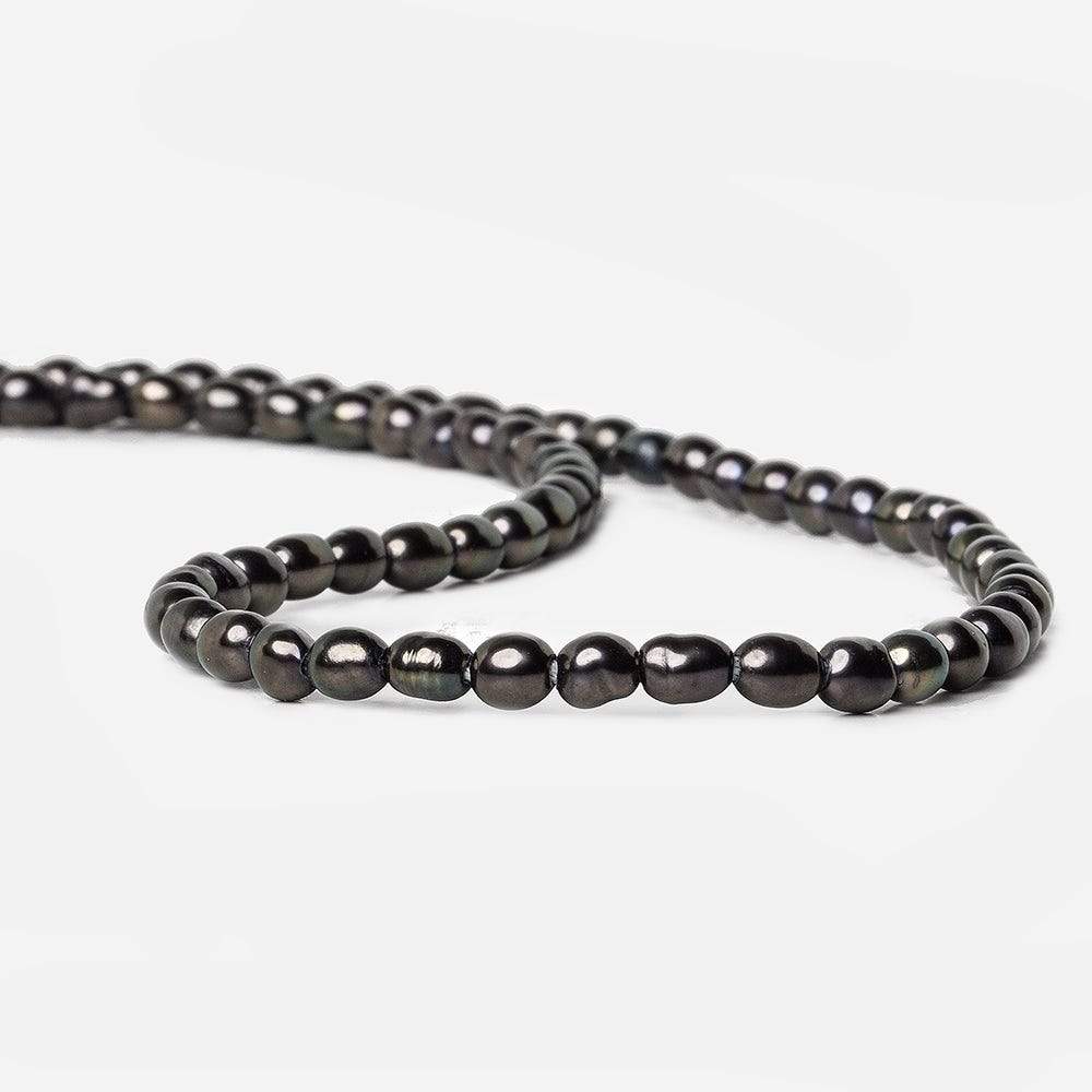 6x4mm Dark Purple Peacock Large Hole Oval Freshwater Pearls 15inch 64pcs