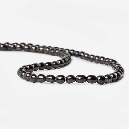 6x4mm Dark Purple Peacock Large Hole Oval Freshwater Pearls 15inch 64pcs