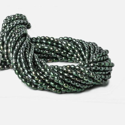 6x4mm Emerald Peacock Large Hole Oval Freshwater Pearls 15 inch 60 pcs