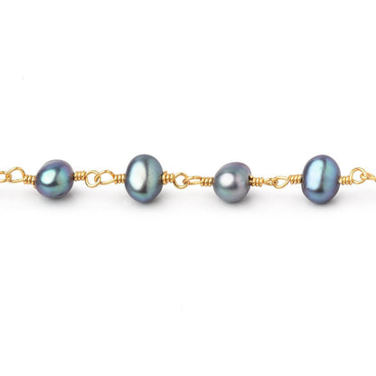 5x4-6x4mm Peacock Baroque Pearls on Gold Plated Chain