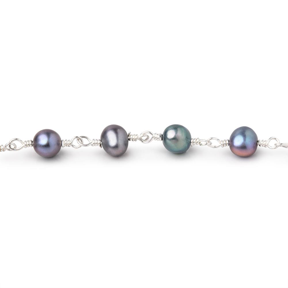 5x4-6x4mm Peacock Baroque Pearls on Silver Plated Chain
