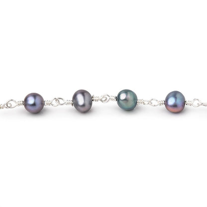 5x4-6x4mm Peacock Baroque Pearls on Silver Plated Chain