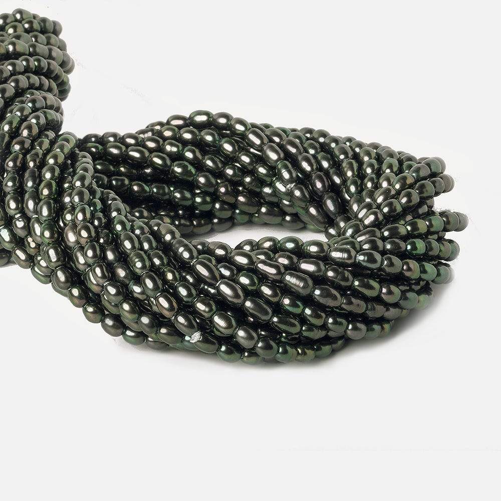 6x4mm Peacock Grey Large Hole Oval Freshwater Pearls 15inch 59pcs