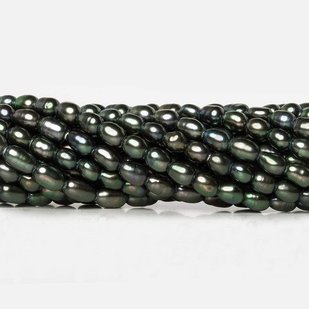 6x4mm Peacock Grey Large Hole Oval Freshwater Pearls 15inch 59pcs