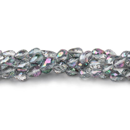 5x7mm Mystic White Topaz Straight Drill Faceted Tear Drops 7.5 inch 30 beads