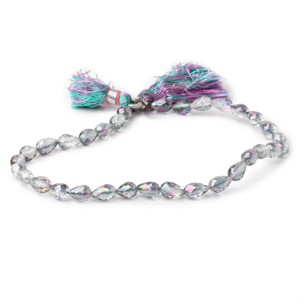 5x7mm Mystic White Topaz Straight Drill Faceted Tear Drops 7.5 inch 30 beads