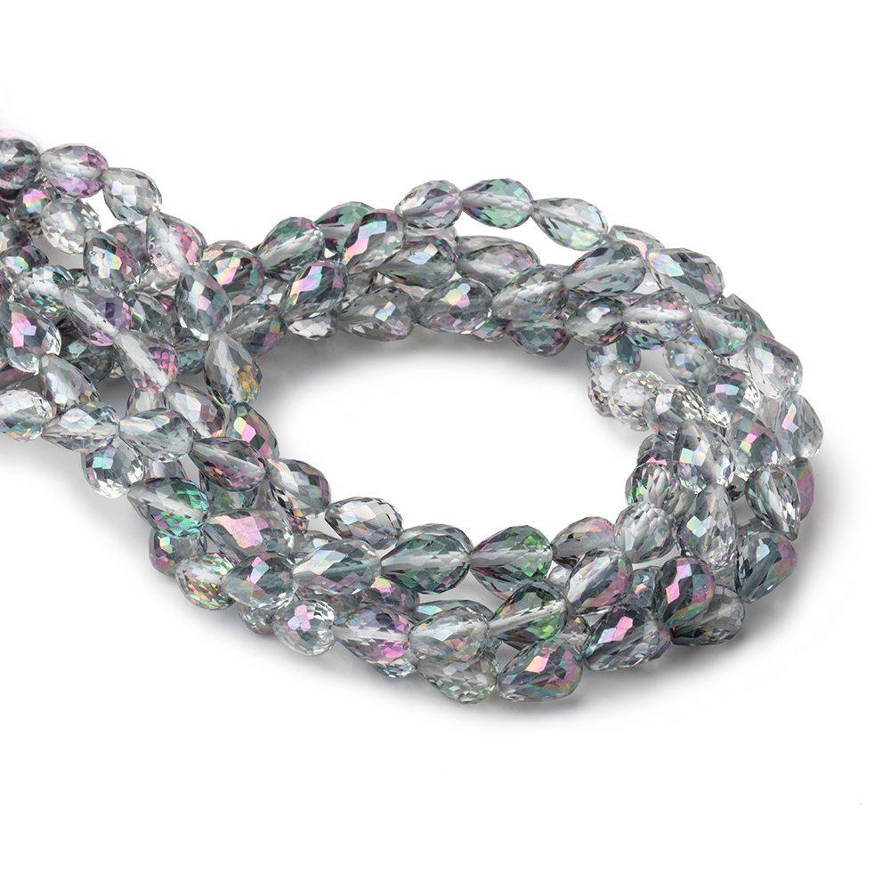 5x7mm Mystic White Topaz Straight Drill Faceted Tear Drops 7.5 inch 30 beads
