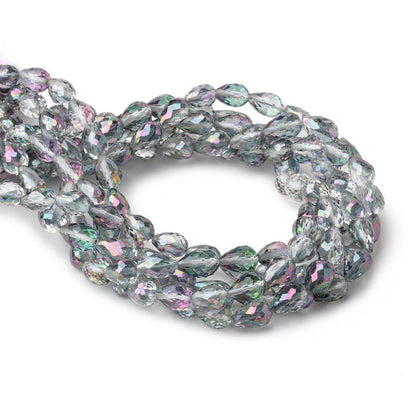 5x7mm Mystic White Topaz Straight Drill Faceted Tear Drops 7.5 inch 30 beads
