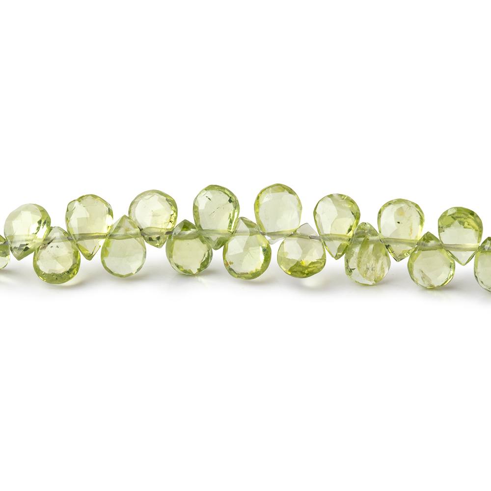 5x4-6x5mm Peridot Faceted Pear Beads 8 inch 75 pieces