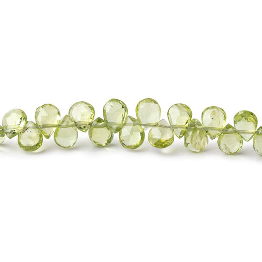 5x4-6x5mm Peridot Faceted Pear Beads 8 inch 75 pieces