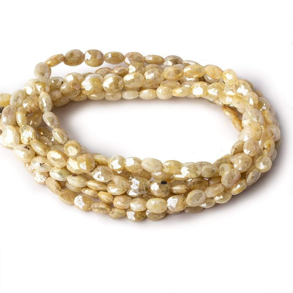 5x4-6x5mm Silverite Yellow Sapphire straight drilled faceted ovals 15 inch 69 beads
