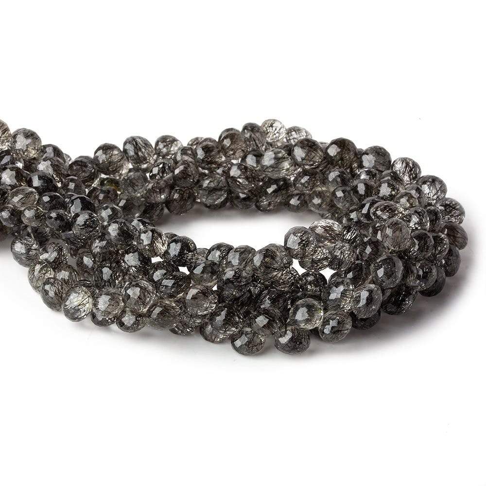 5x4-6x5mm Tourmalinated Quartz Faceted Candy Kiss 8.5 inch 68 beads AA