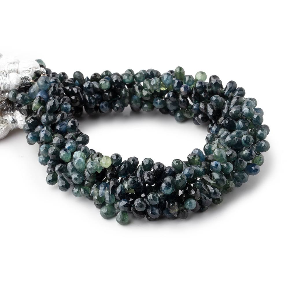 5x4-7x4mm Blue & Green Sapphire Faceted Tear Drop Beads 9 inch 100 pieces