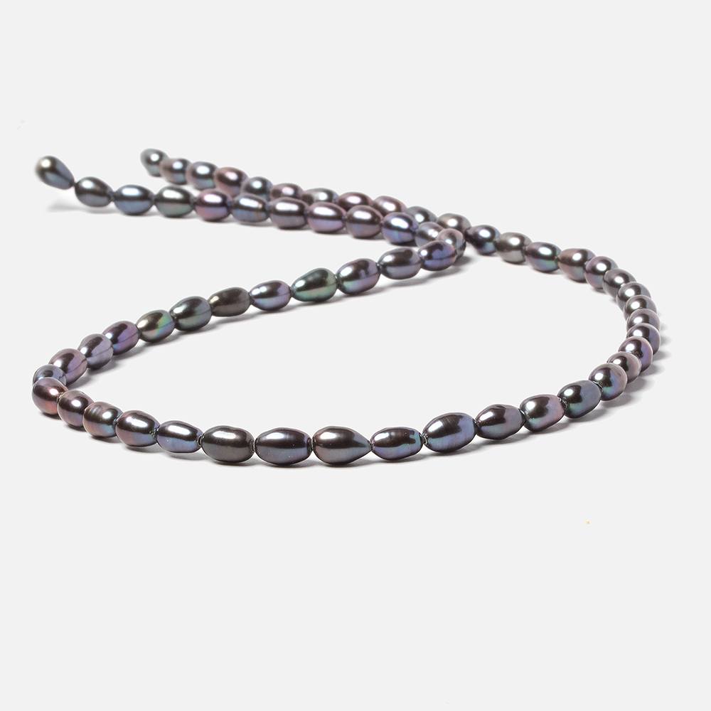 5x4mm Grey Peacock straight drilled oval pearls 15.5 inch 57 pieces