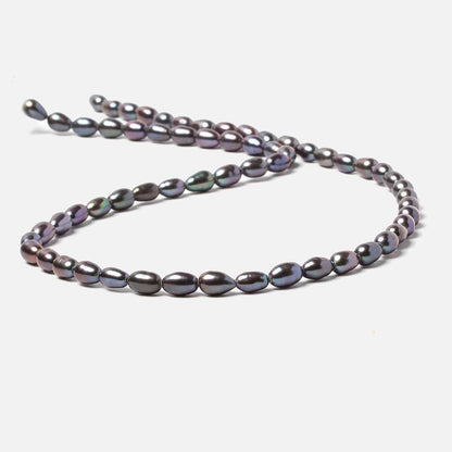 5x4mm Grey Peacock straight drilled oval pearls 15.5 inch 57 pieces