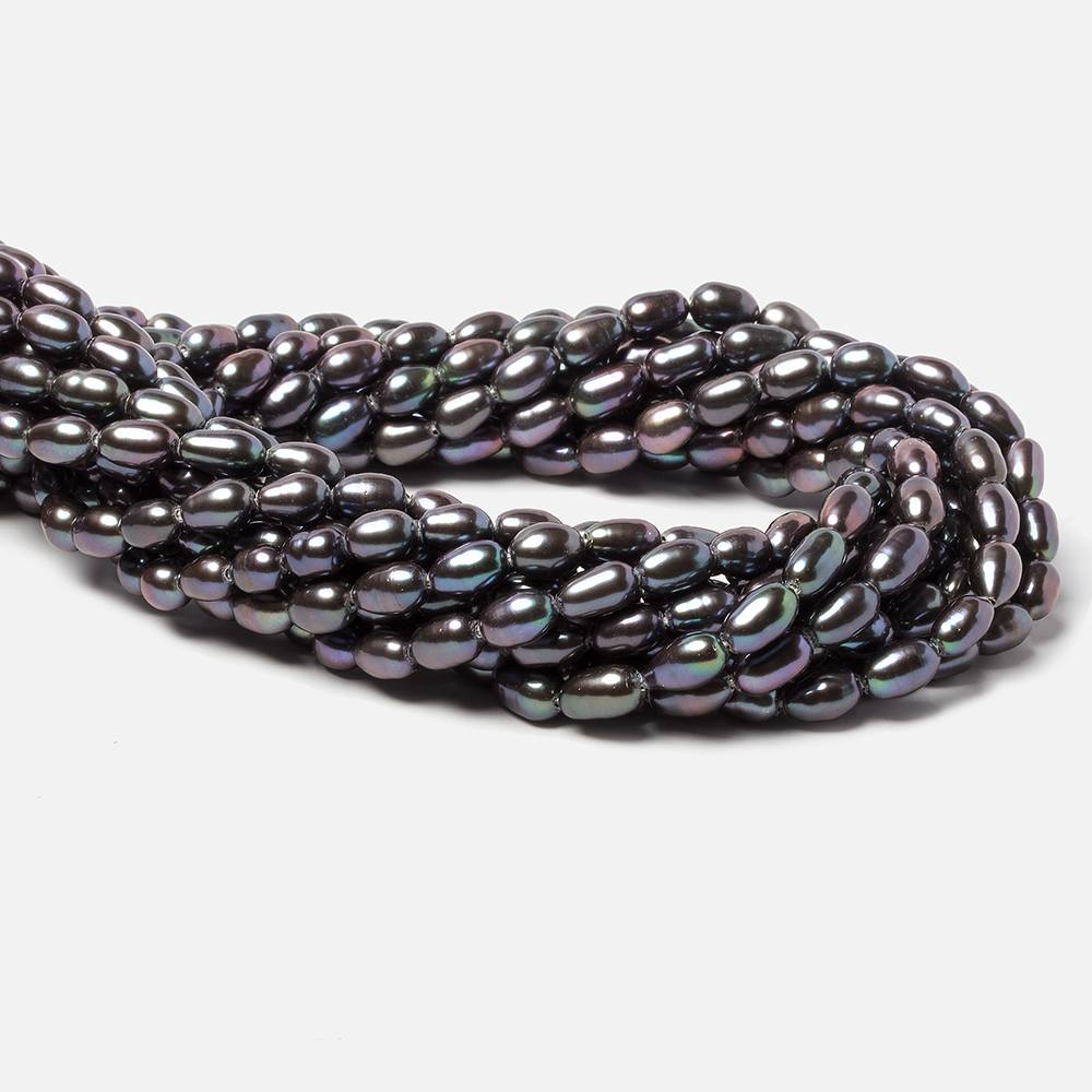 5x4mm Grey Peacock straight drilled oval pearls 15.5 inch 57 pieces