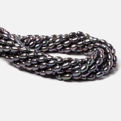 5x4mm Grey Peacock straight drilled oval pearls 15.5 inch 57 pieces