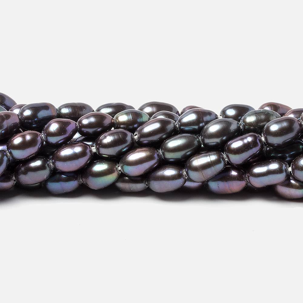 5x4mm Grey Peacock straight drilled oval pearls 15.5 inch 57 pieces