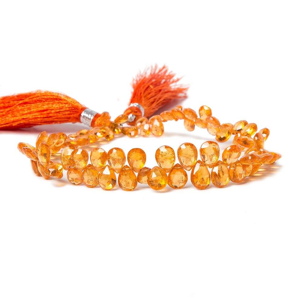 5x4-7x5mm Mandarin Garnet Faceted Pear Beads 8 inch 81 pieces AAA