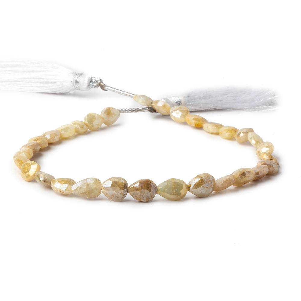 5x4-7x5mm Yellow Mystic Sapphire Faceted Pear Beads 7.5 inch 28 pieces