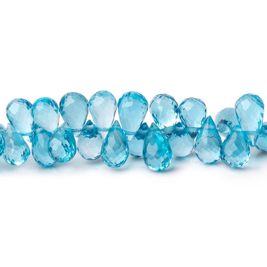 5x4-8x4.5mm Swiss Blue Topaz Faceted Tear Drop Beads 7.5 inch 96 pieces AAA
