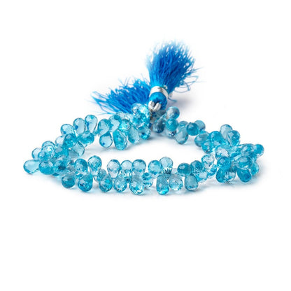 5x4-8x4.5mm Swiss Blue Topaz Faceted Tear Drop Beads 7.5 inch 96 pieces AAA
