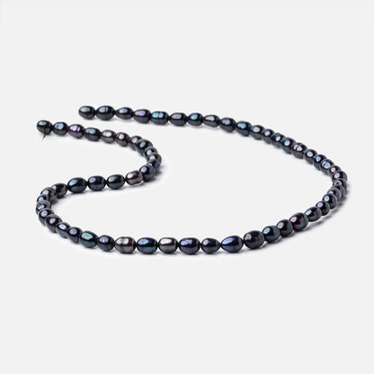 5x8mm Dark Navy Peacock Oval Straight Drilled Freshwater Pearls 14.5 inch 60 pcs