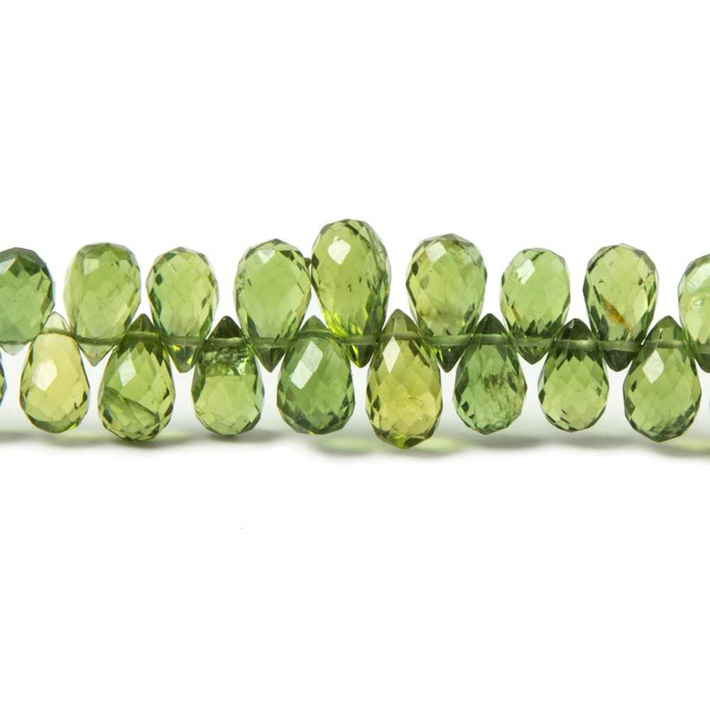 5x4-8x5mm Green Apatite faceted tear drop briolettes 7.75 inch 75 beads