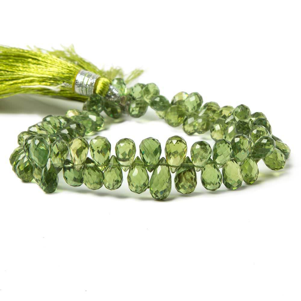 5x4-8x5mm Green Apatite faceted tear drop briolettes 7.75 inch 75 beads