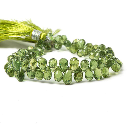 5x4-8x5mm Green Apatite faceted tear drop briolettes 7.75 inch 75 beads